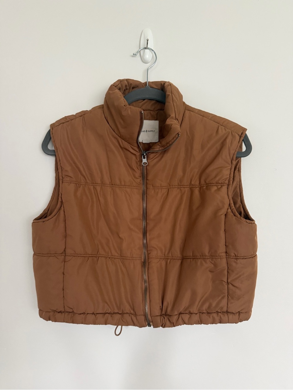 Thread & Supply Brown Cropped Puffer Vest Size S